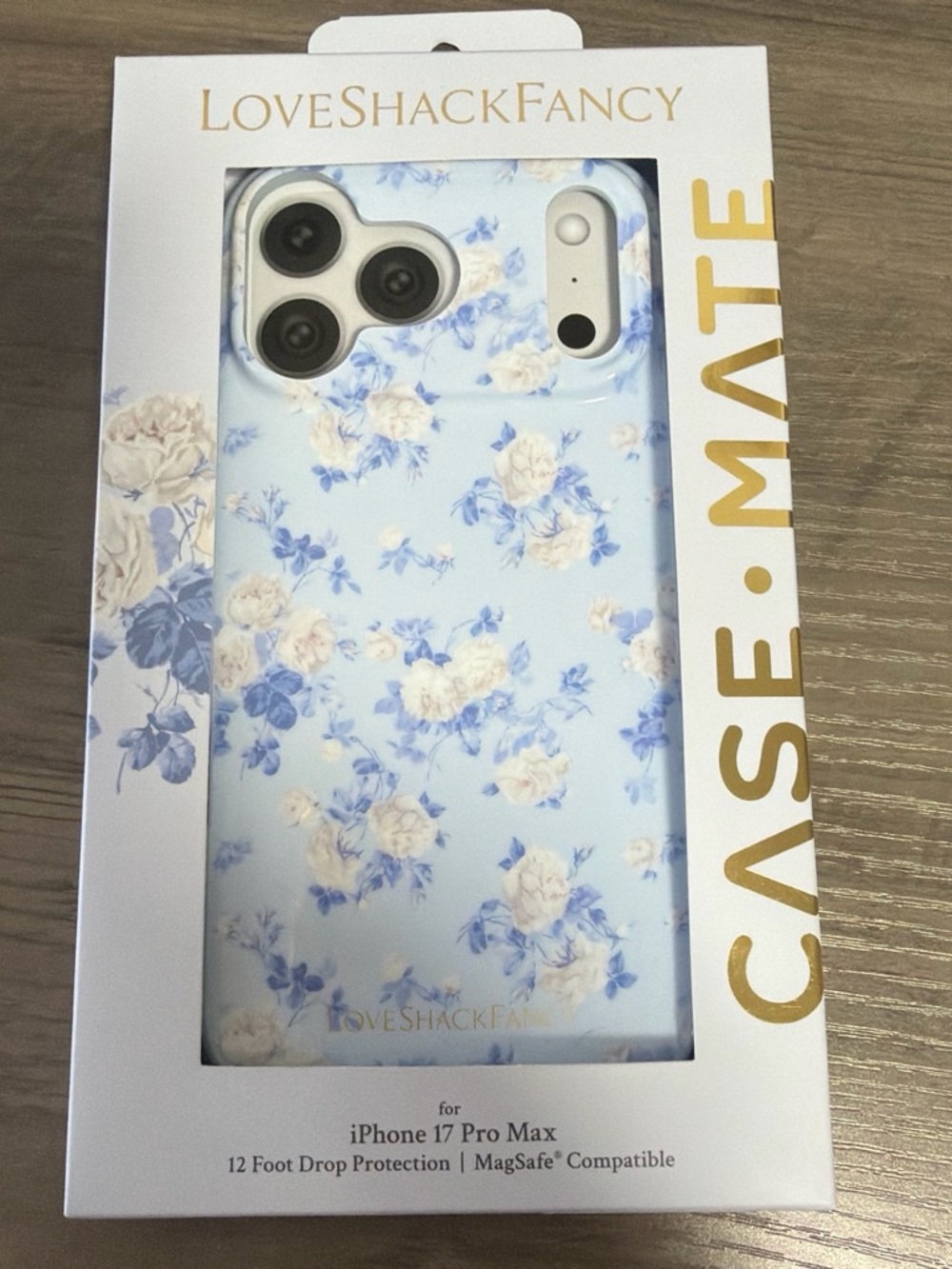 case-mate LoveShackFancy Blue and Cream Floral iPhone Case